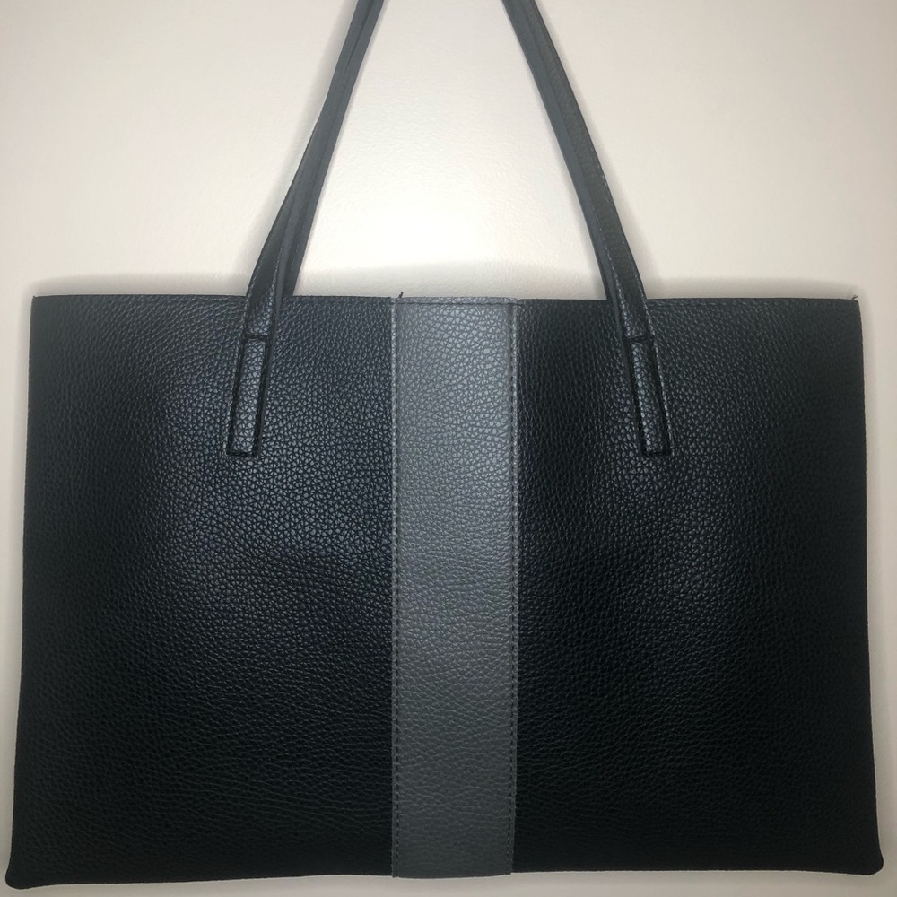 Vince Camuto Black Grey Leather Luck Tote